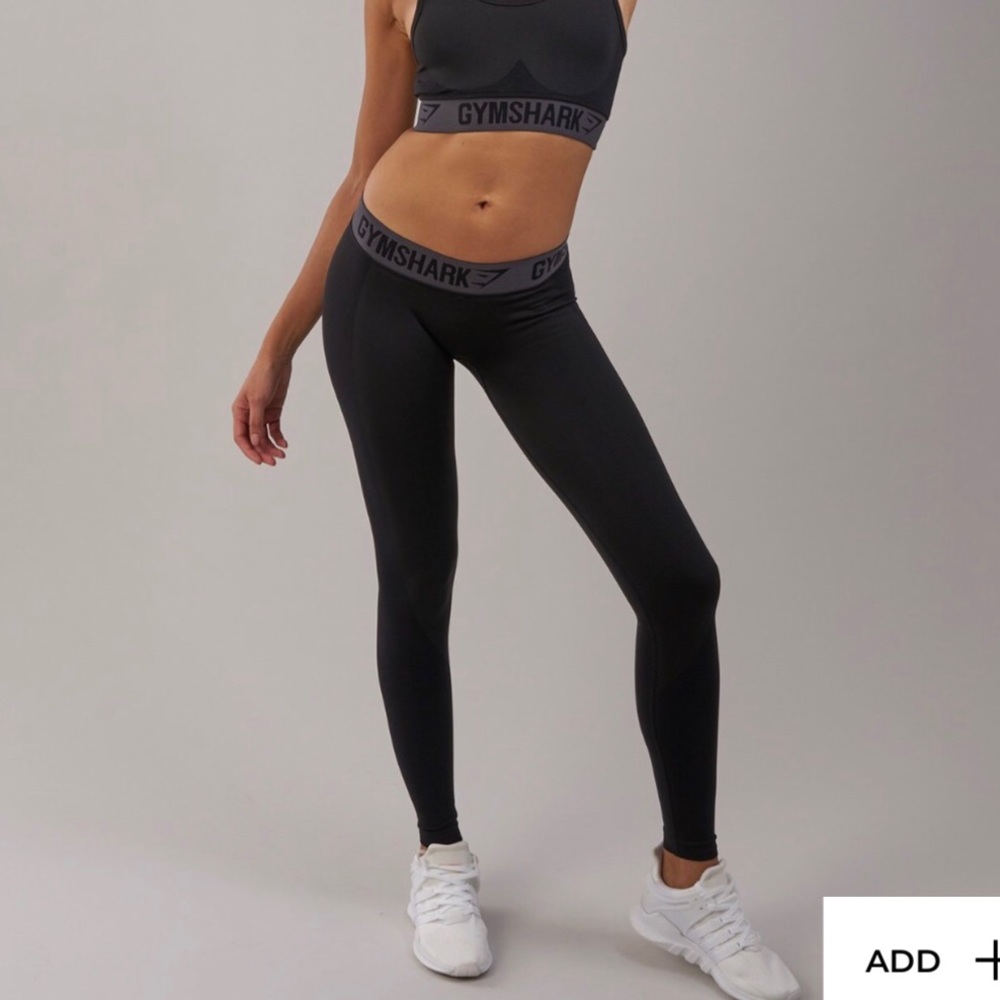 Gymshark Flex Leggings Black with dark grey band